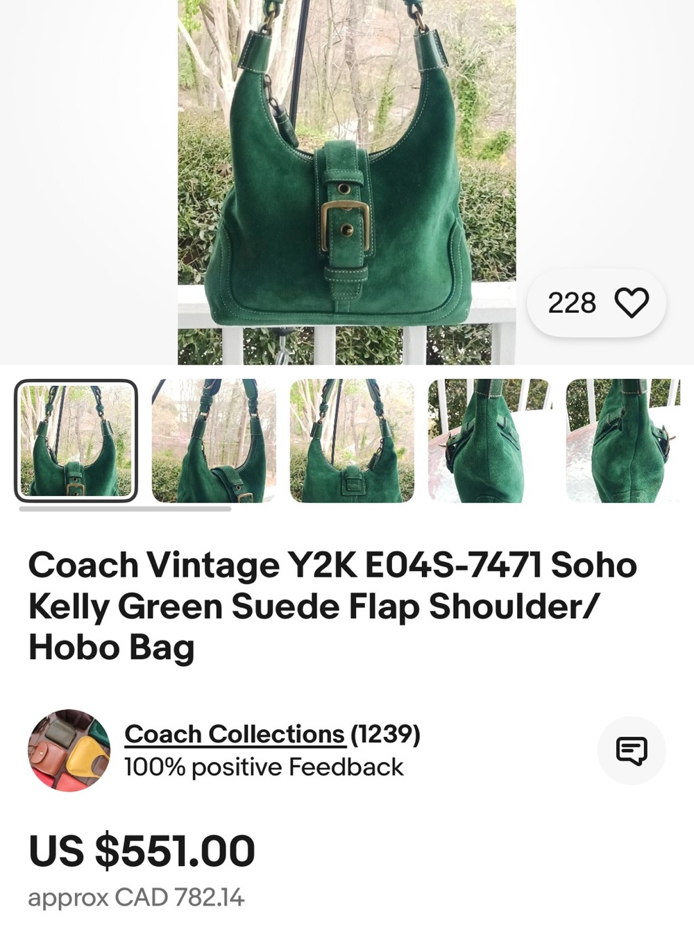🍃 Rare Vintage Coach Soho Flap Ergo Shoulder Bag – Kelly Green Purse - Picture 15 of 16